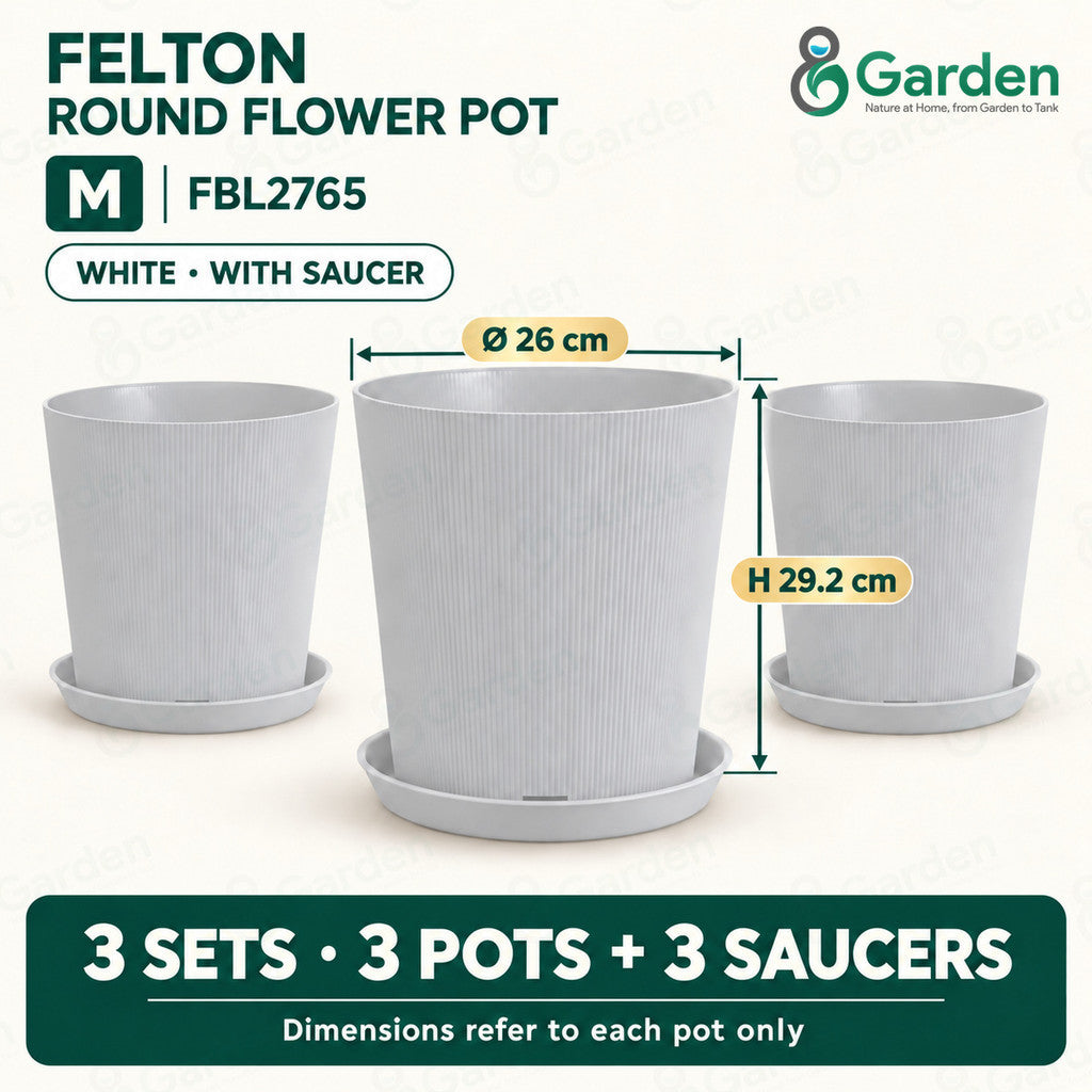 Felton FBL2765 Round Plastic Flower Pot 26cm – product and size guide