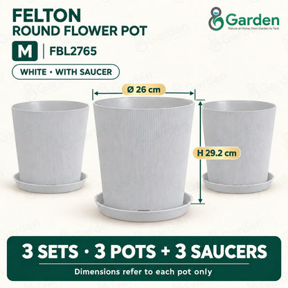 Felton FBL2765 Round Plastic Flower Pot 26cm – product and size guide