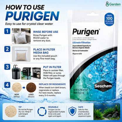 Seachem Purigen Organic Waste Filter Media – 100 mL – product information