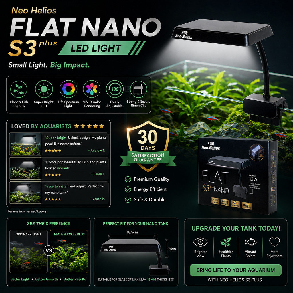 Neo Helios Flat Nano S3 Plus Aquarium LED Light – product information graphic 3