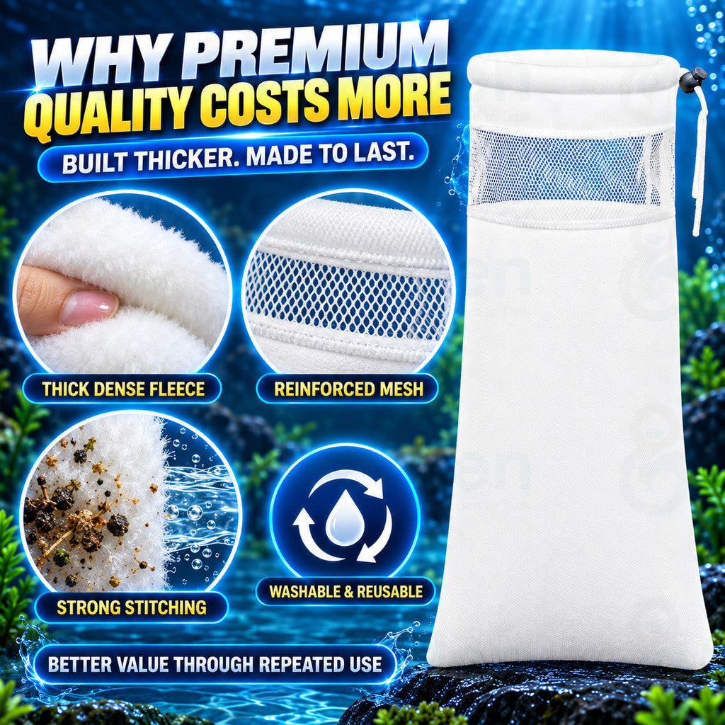Magic Aquarium Filter Sock – fabric and drawstring detail