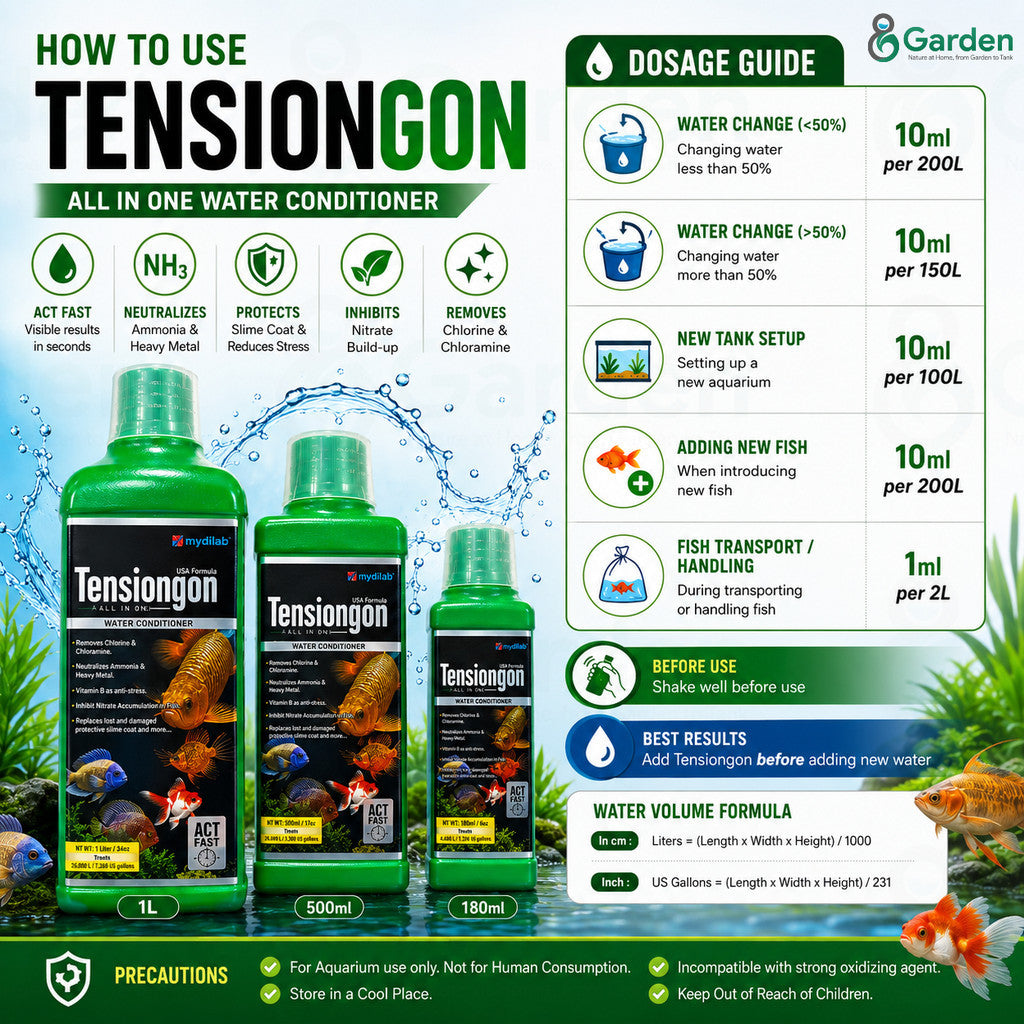 Tensiongon Aquarium Water Conditioner – product information graphic 2