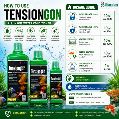 Tensiongon Aquarium Water Conditioner – product information graphic 2